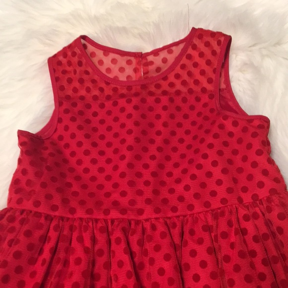 Marmellata Red Polka Dot Sheer Overlay Dress 6X - Picture 2 of 8